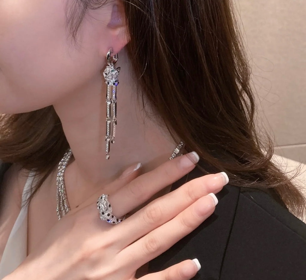 gold tassel Drop Earrings for women - product detail view
