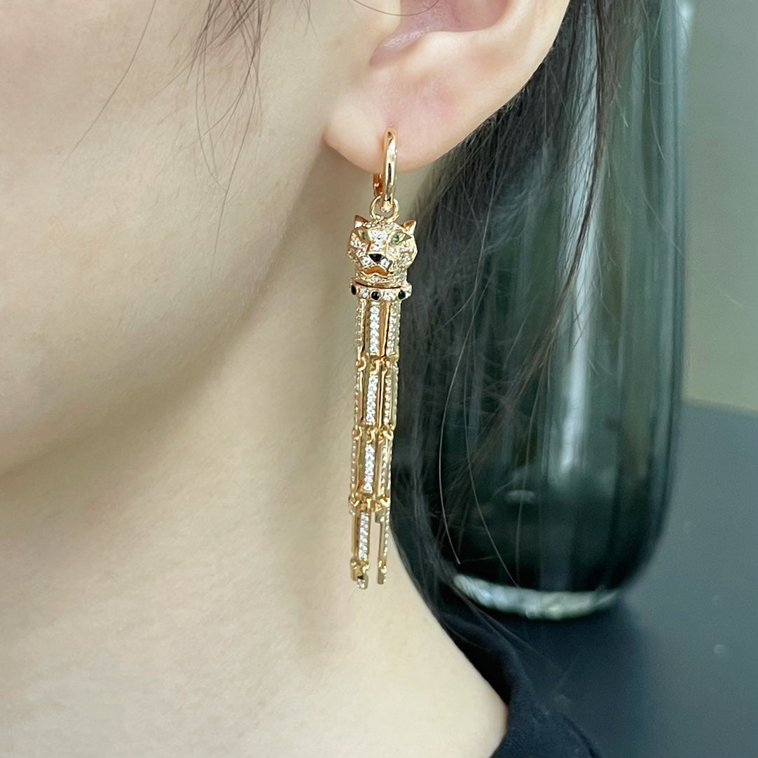 gold tassel Drop Earrings for women - alternate angle view 3