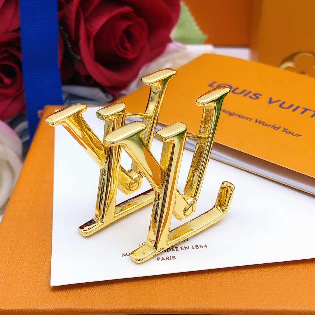 yellow brass Stud Earrings for women - product detail view