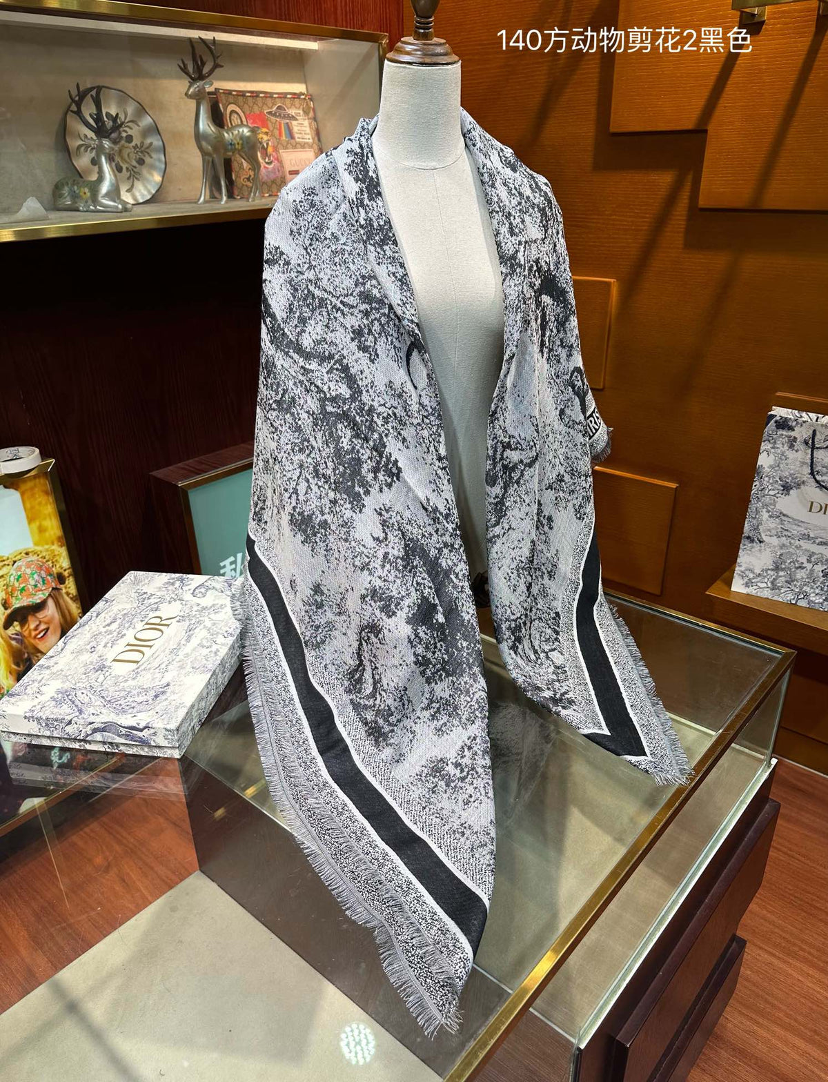 teal cotton floral Shawl for women - product detail view