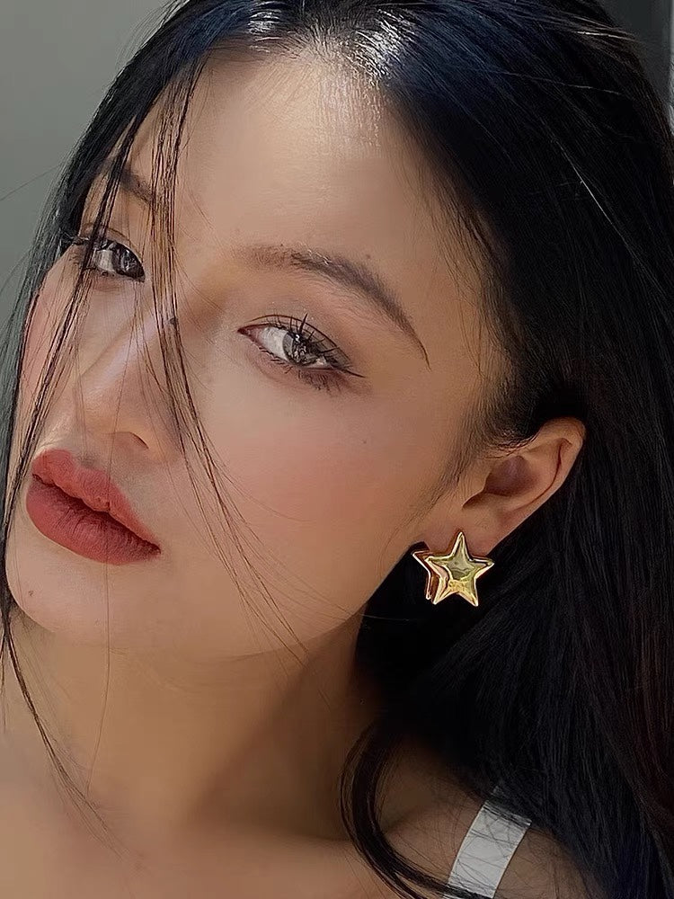 yellow brass vintage Drop Earrings for women - alternate angle view 2