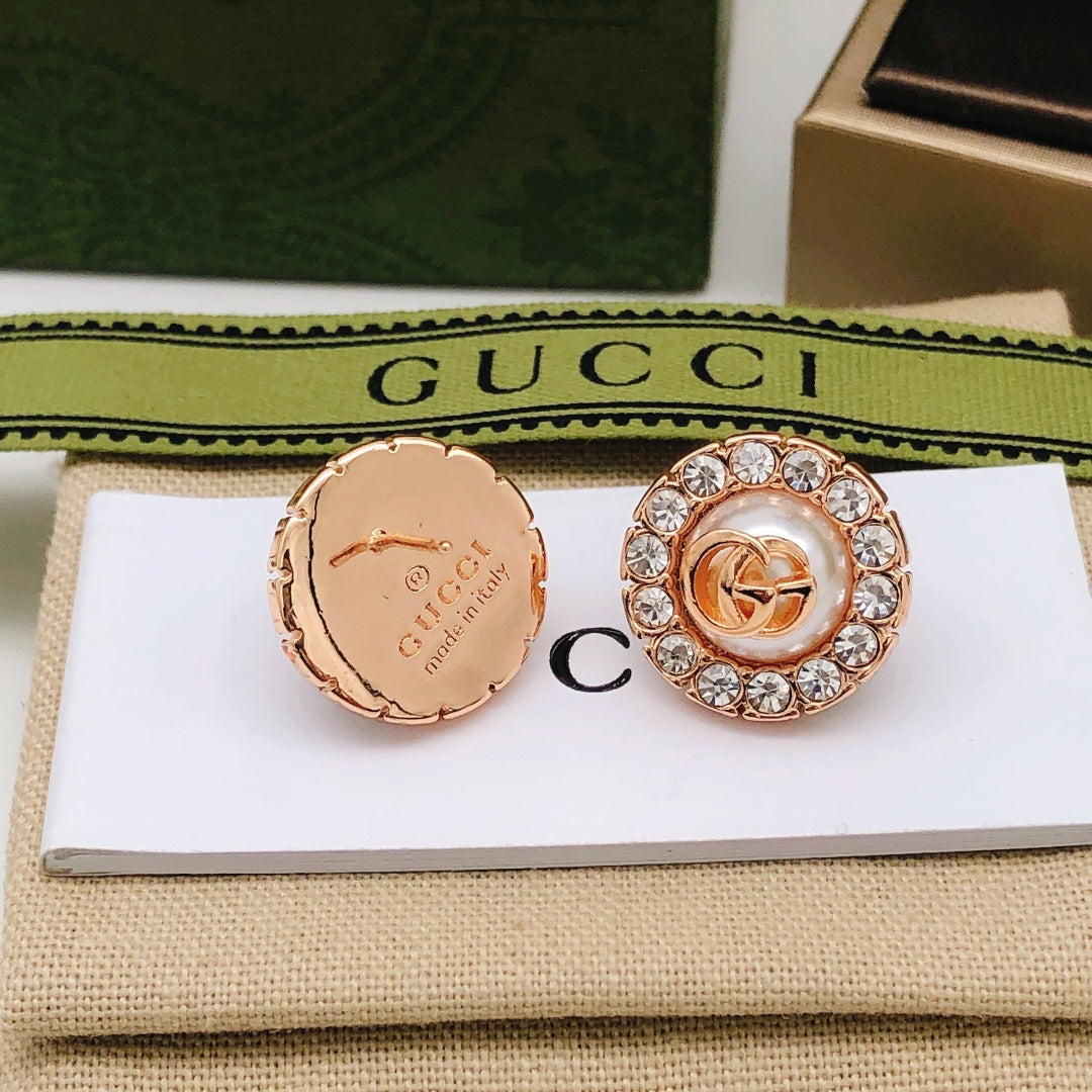 rose gold brass rose Stud Earrings for women - alternate angle view 3