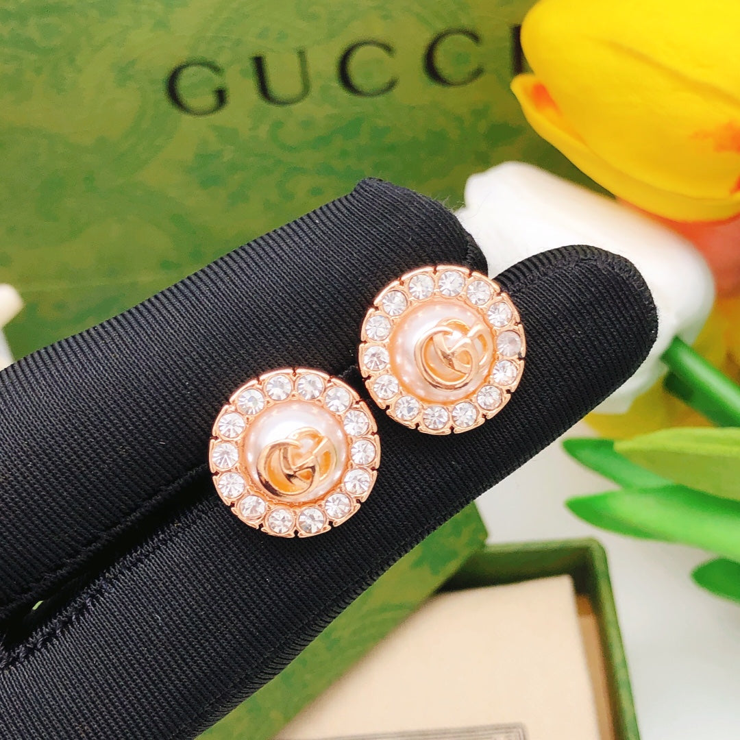 rose gold brass rose Stud Earrings for women - alternate angle view 6