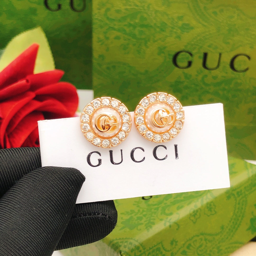 rose gold brass rose Stud Earrings for women - alternate angle view 2