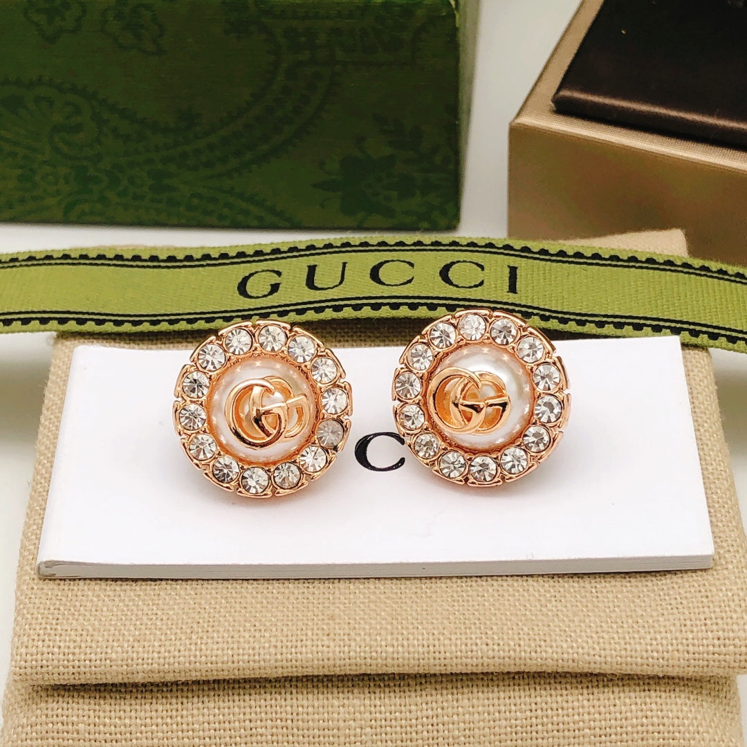 rose gold brass rose Stud Earrings for women - alternate angle view 4