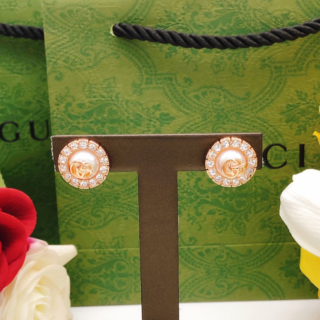 rose gold brass rose Stud Earrings for women - alternate angle view 8