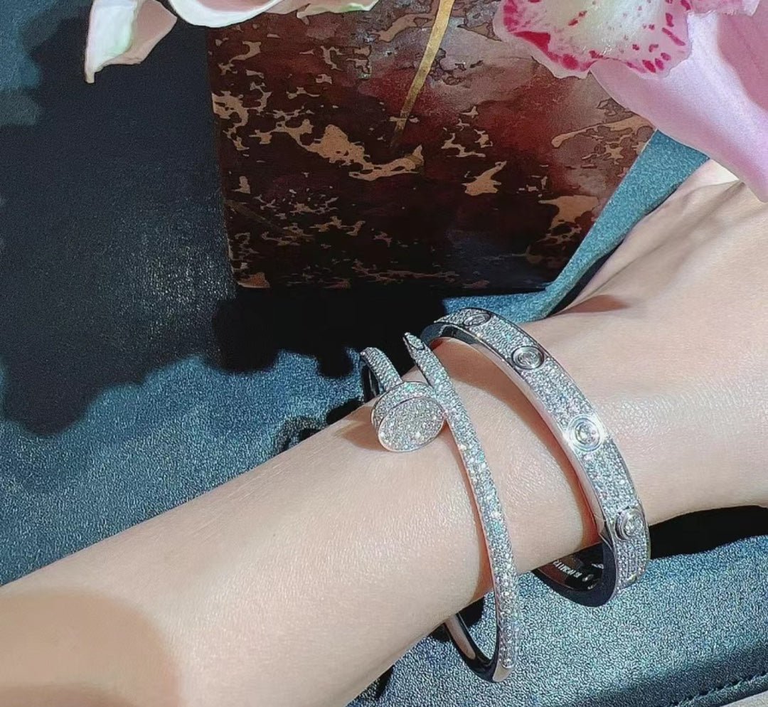 rose gold sterling silver rose Bangle for women - alternate angle view 3
