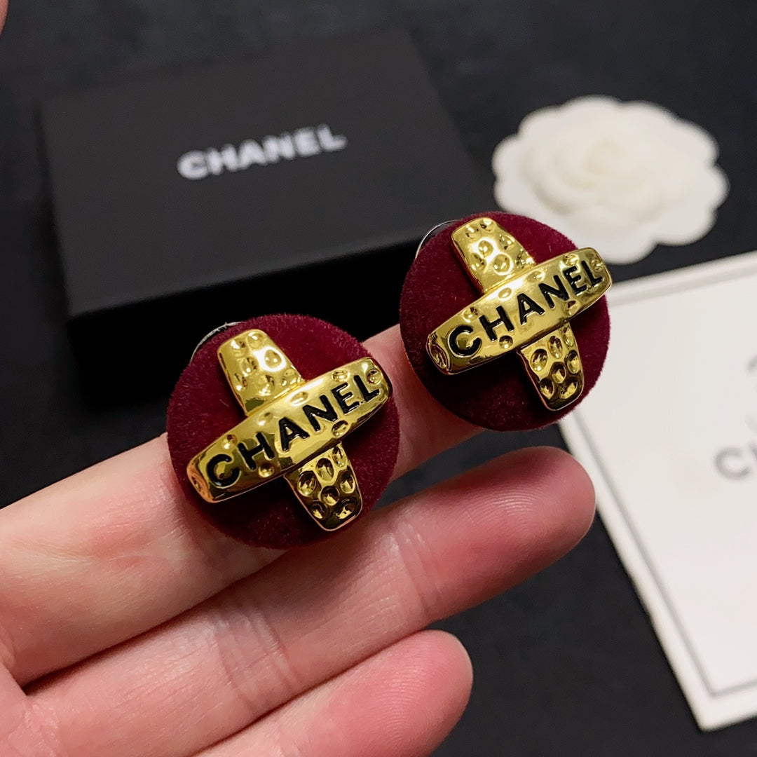 red velvet letter Drop Earrings for women - alternate angle view 4
