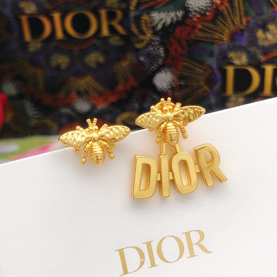 yellow brass Stud Earrings for women - product detail view