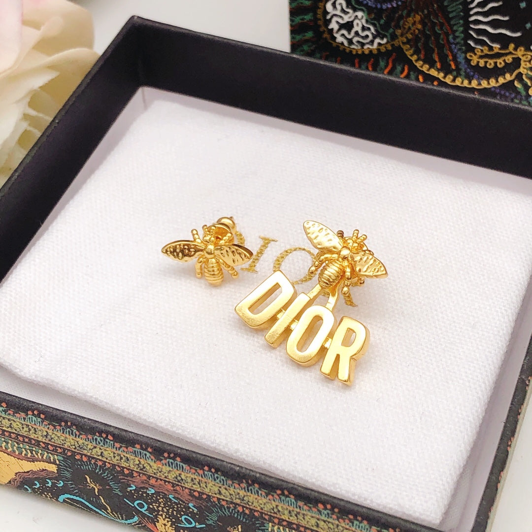 yellow brass Stud Earrings for women - alternate angle view 6