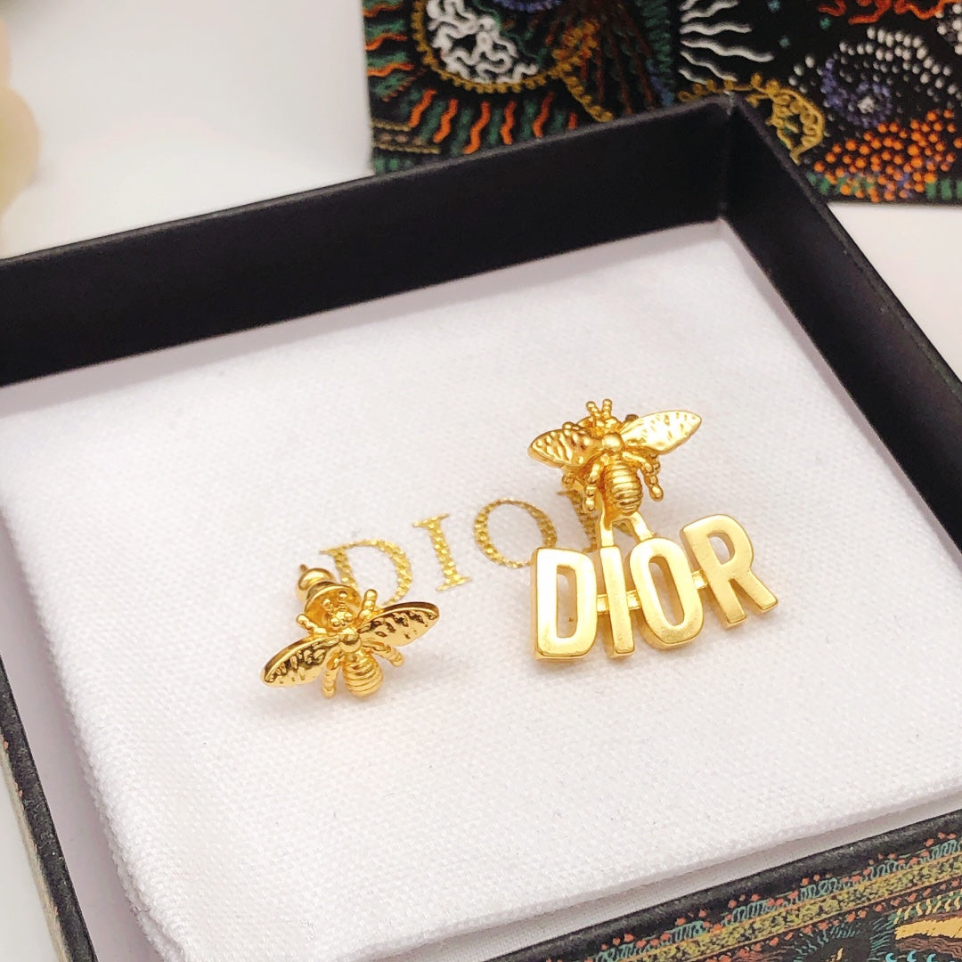 yellow brass Stud Earrings for women - alternate angle view 8
