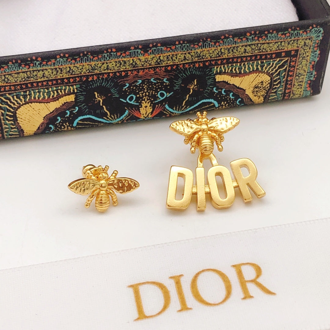 yellow brass Stud Earrings for women - alternate angle view 7
