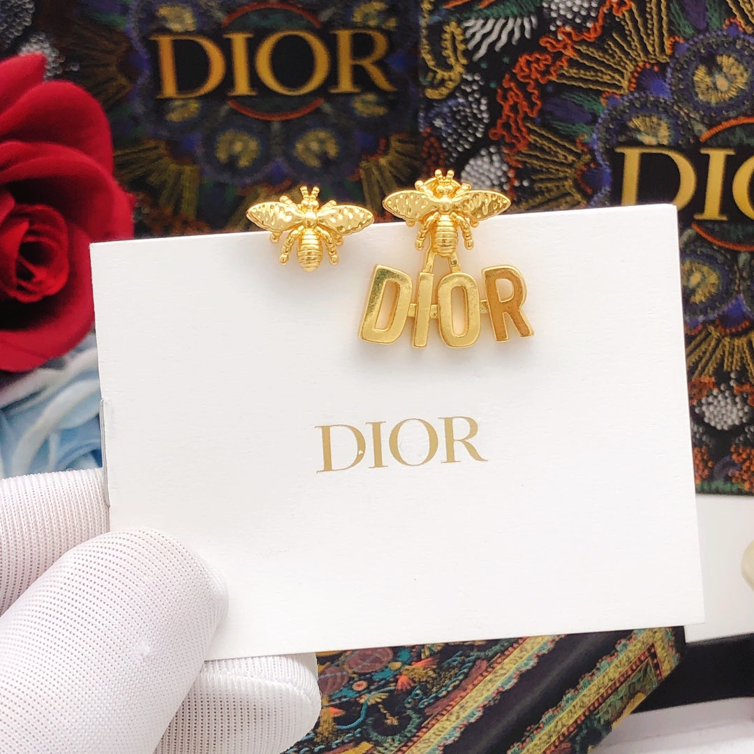 yellow brass Stud Earrings for women - alternate angle view 5