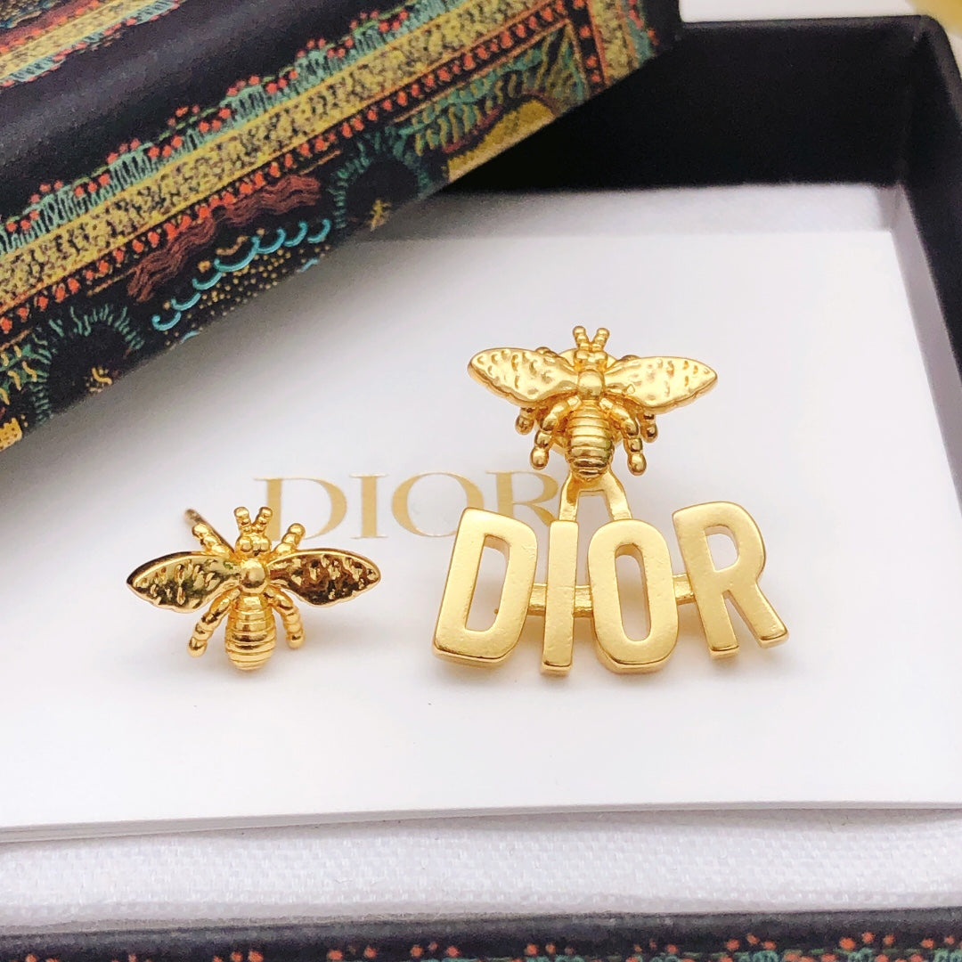 yellow brass Stud Earrings for women - alternate angle view 4