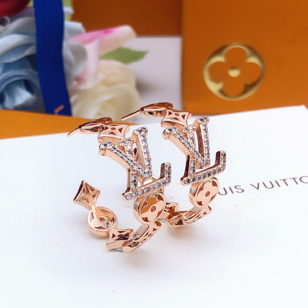 rose gold brass rose Drop Earrings for women - product detail view