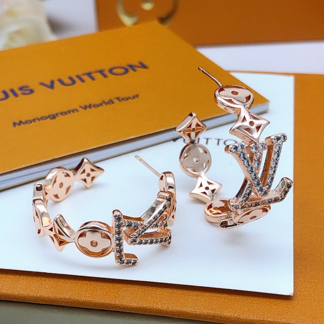 rose gold brass rose Drop Earrings for women - alternate angle view 5