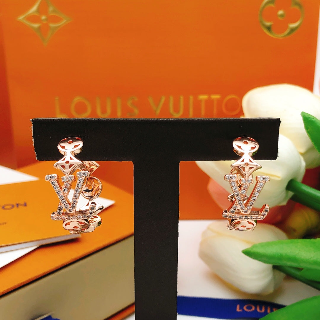 rose gold brass rose Drop Earrings for women - alternate angle view 6