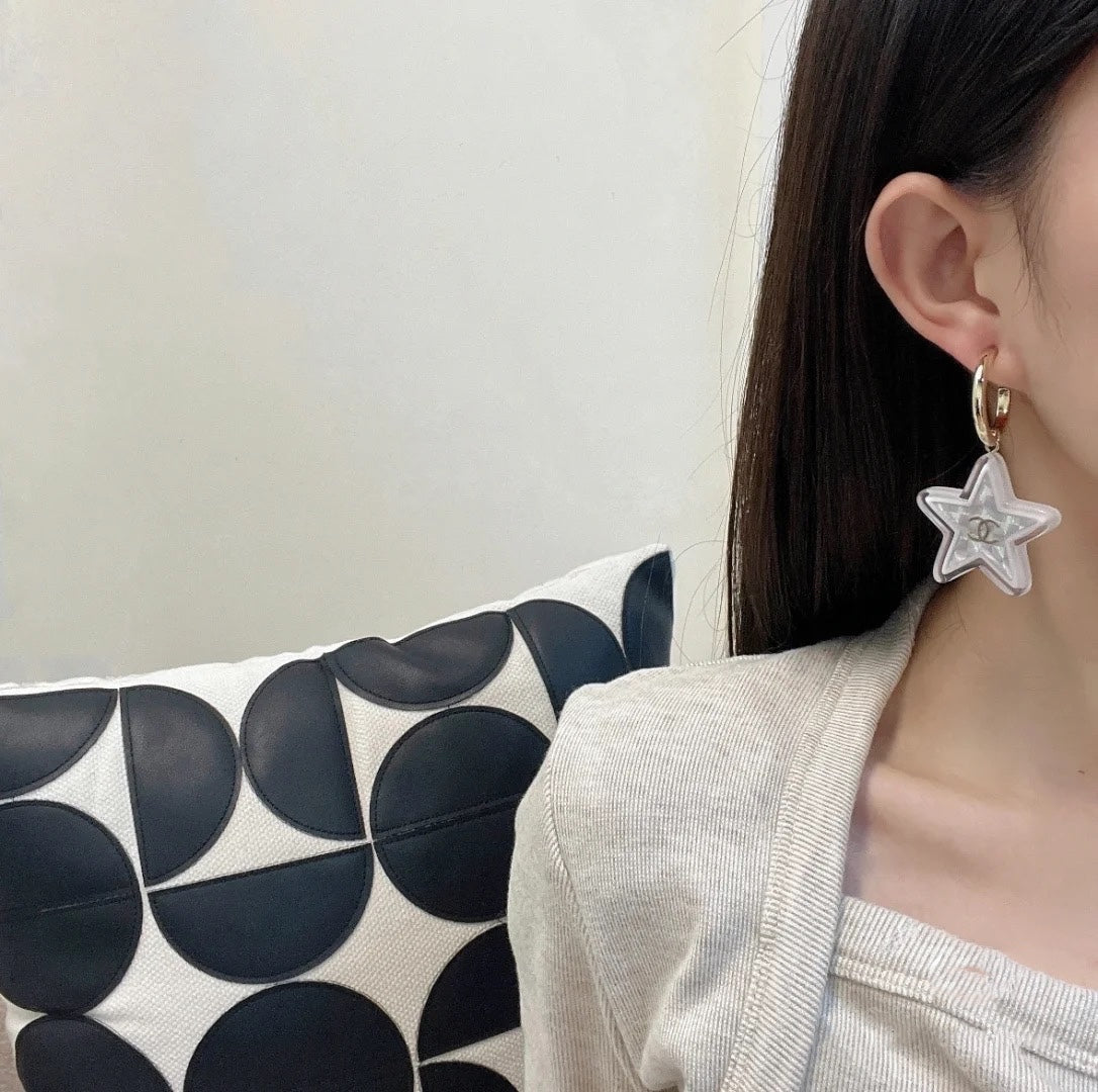 silver acrylic floral Drop Earrings for women - alternate angle view 9
