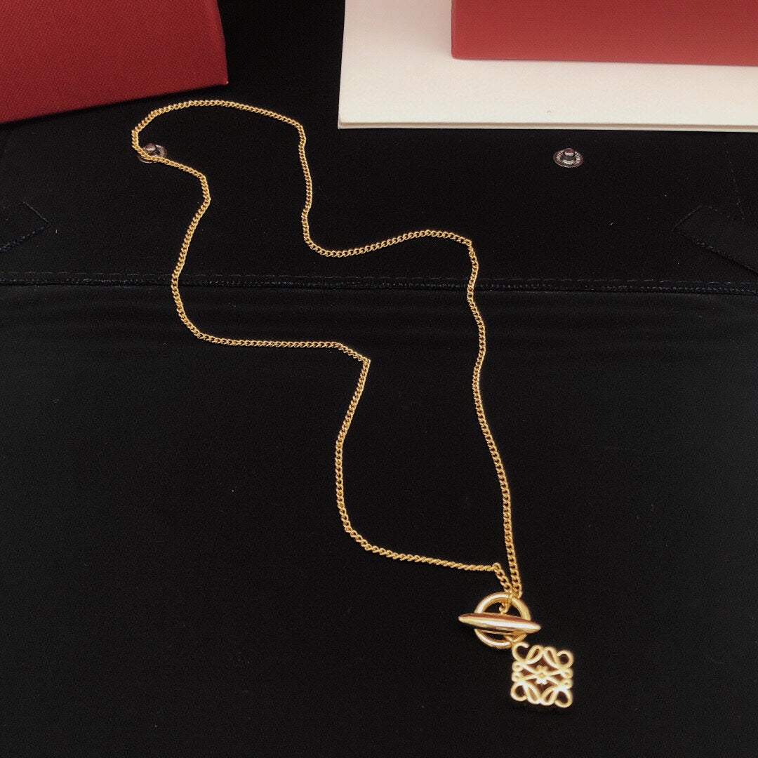 yellow brass Necklace for women - alternate angle view 2