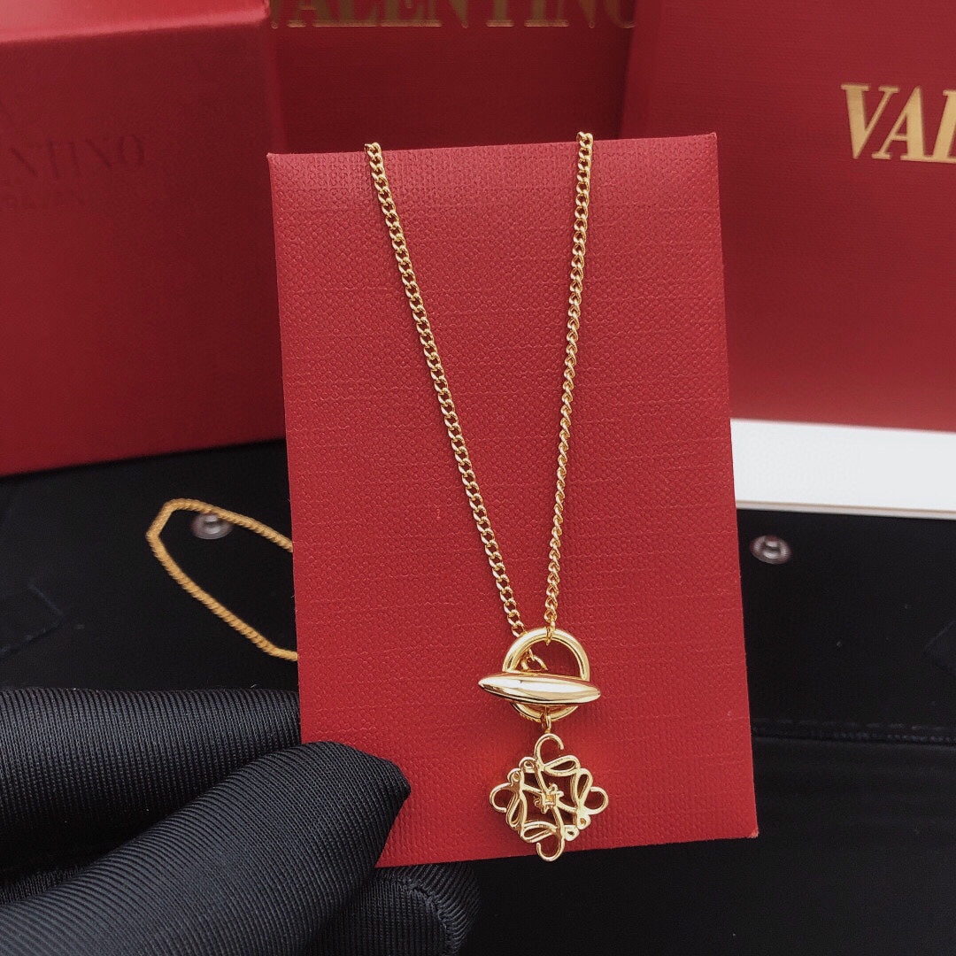 yellow brass Necklace for women - product detail view