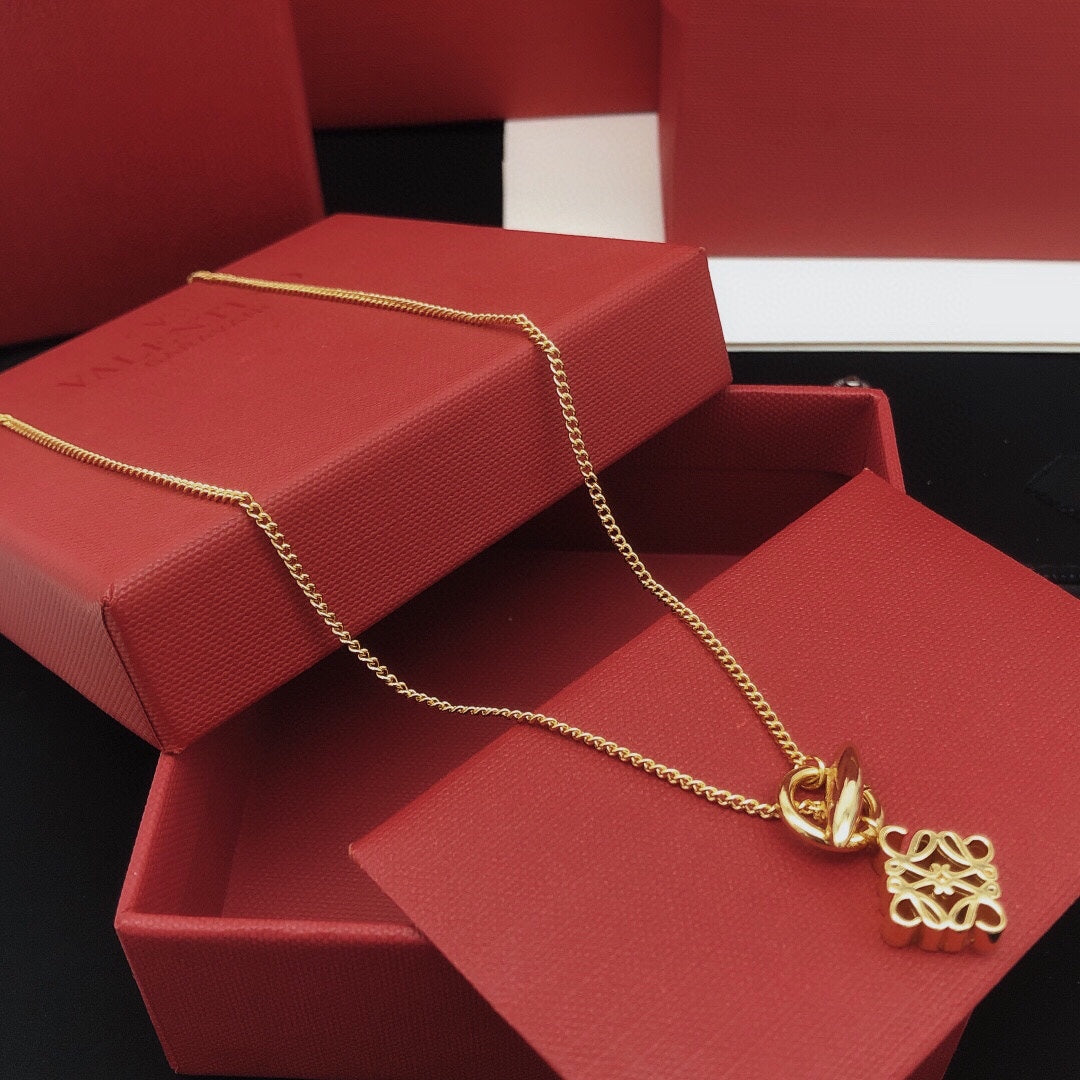 yellow brass Necklace for women - alternate angle view 3