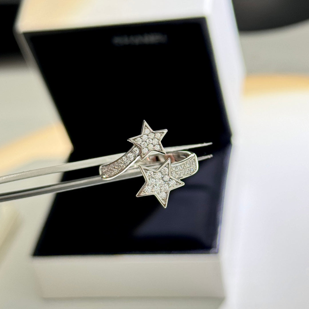 silver 925 sterling silver star Ring for women - alternate angle view 3