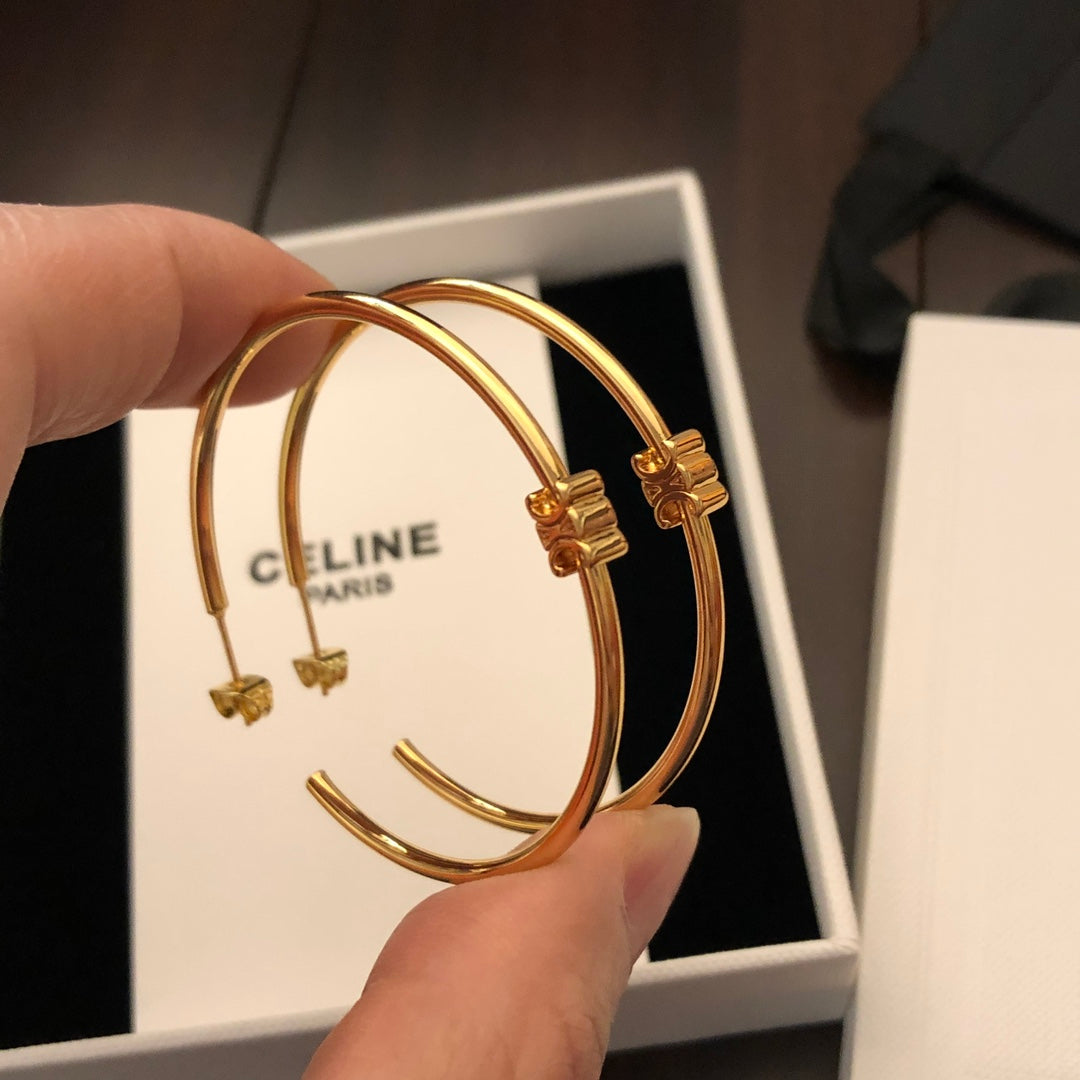 gold 18k gold plate unique Drop Earrings for women - alternate angle view 2
