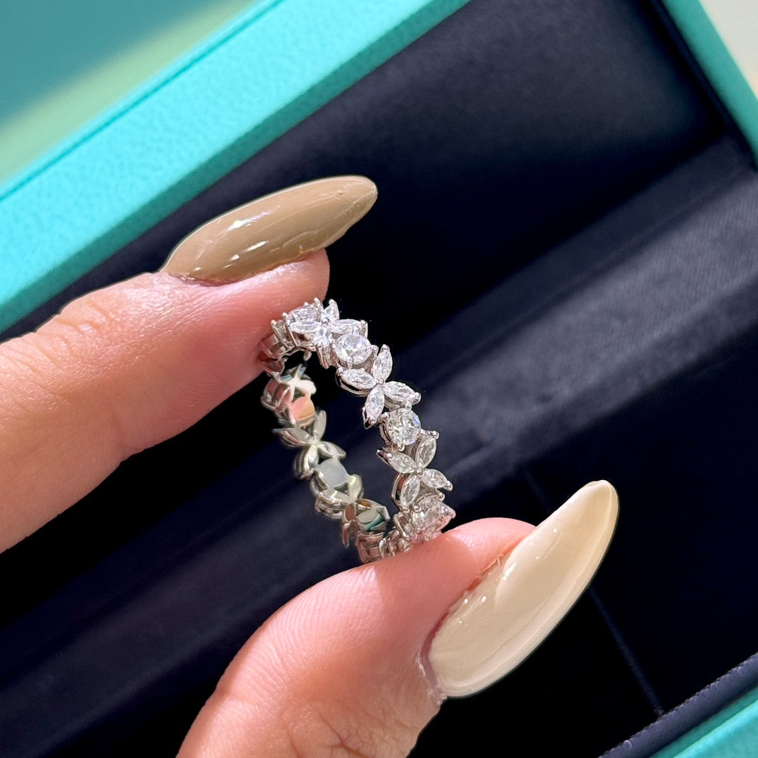 gold crystal floral Ring for women - alternate angle view 6