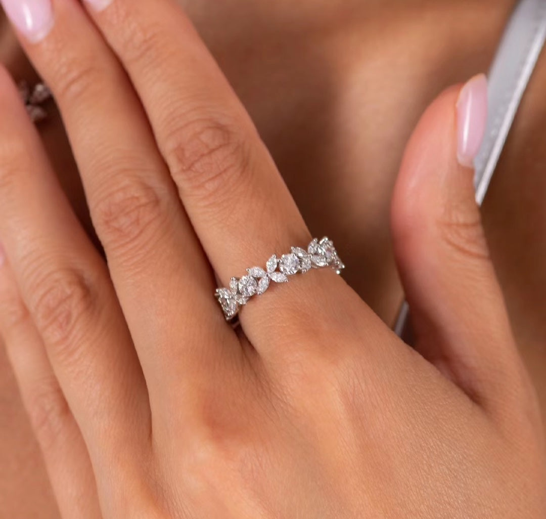 gold crystal floral Ring for women - alternate angle view 3