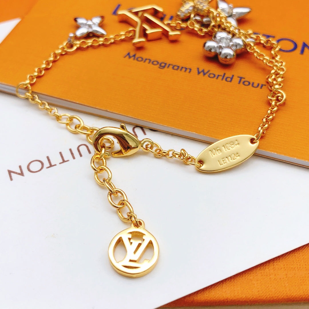 gold brass floral Bracelet for women - alternate angle view 3