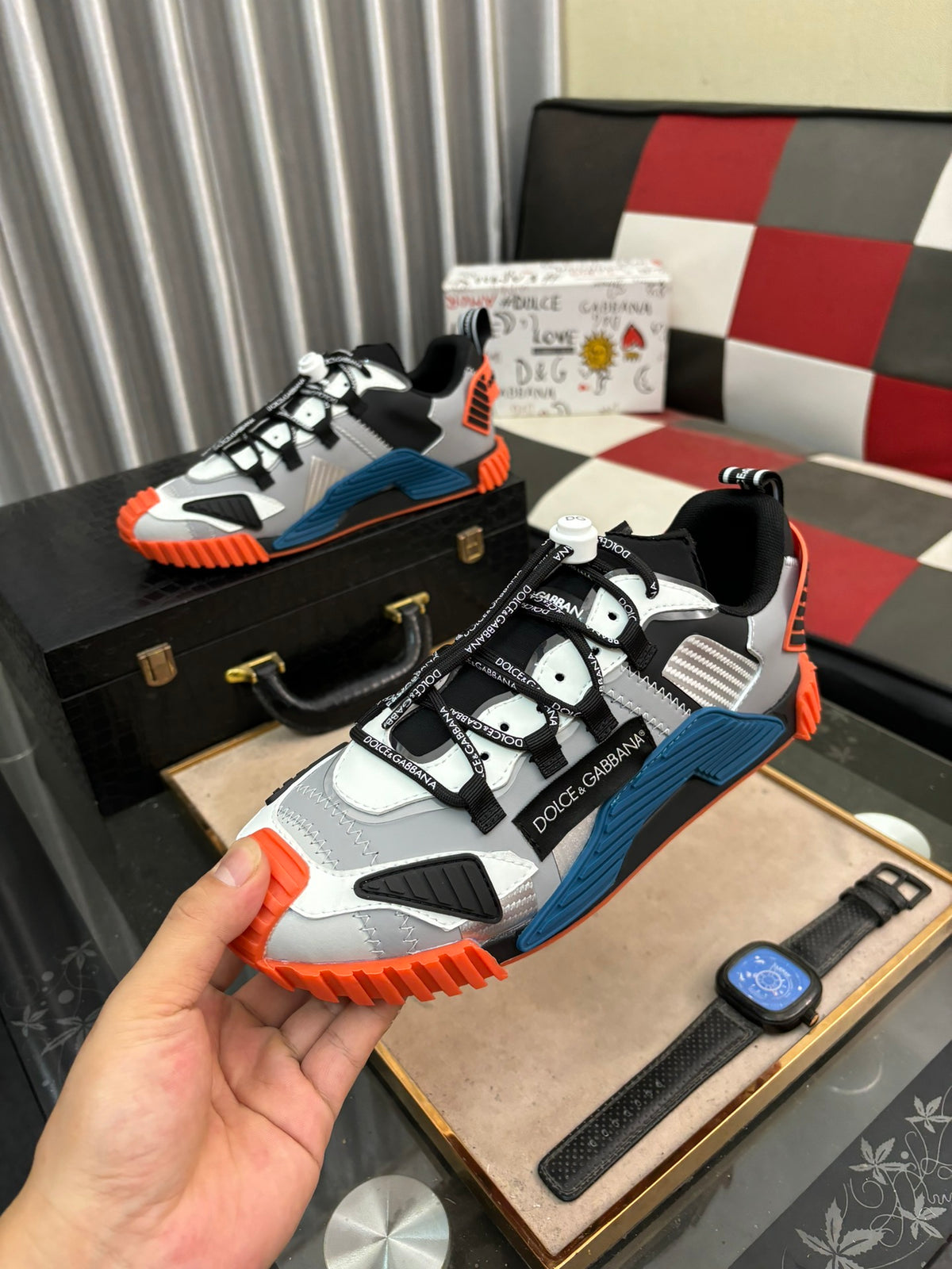 Dolce & Gabbana DG Couple's Multi-Material Casual Sneakers