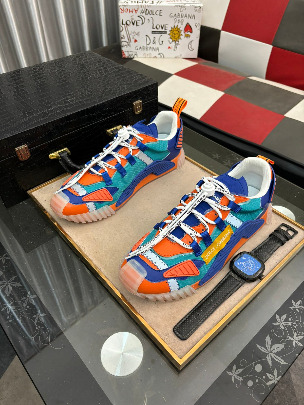Dolce & Gabbana DG Couple's Multi-Material Casual Sneakers