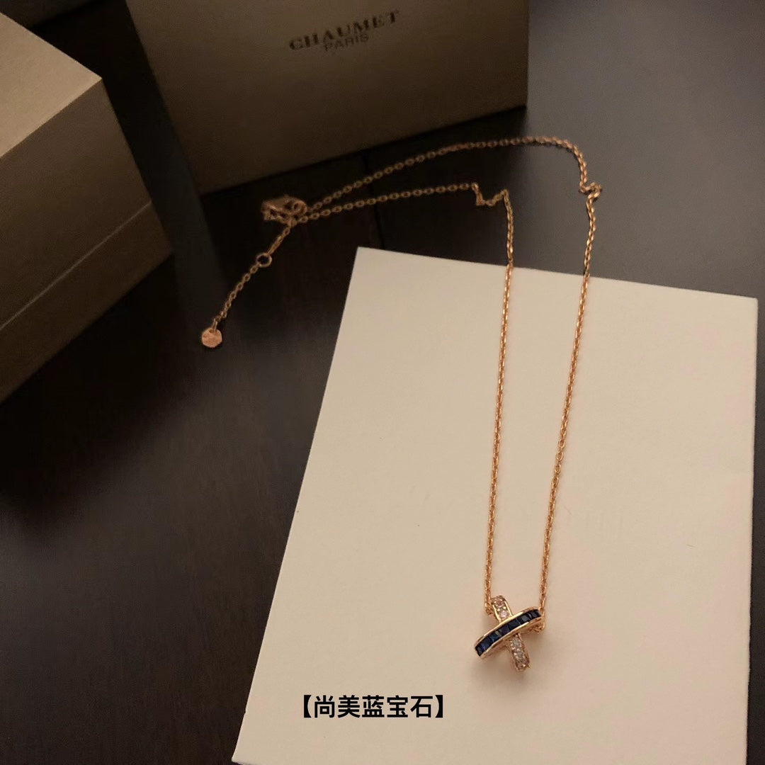 rose gold 18k gold plate rose Necklace for women - alternate angle view 5