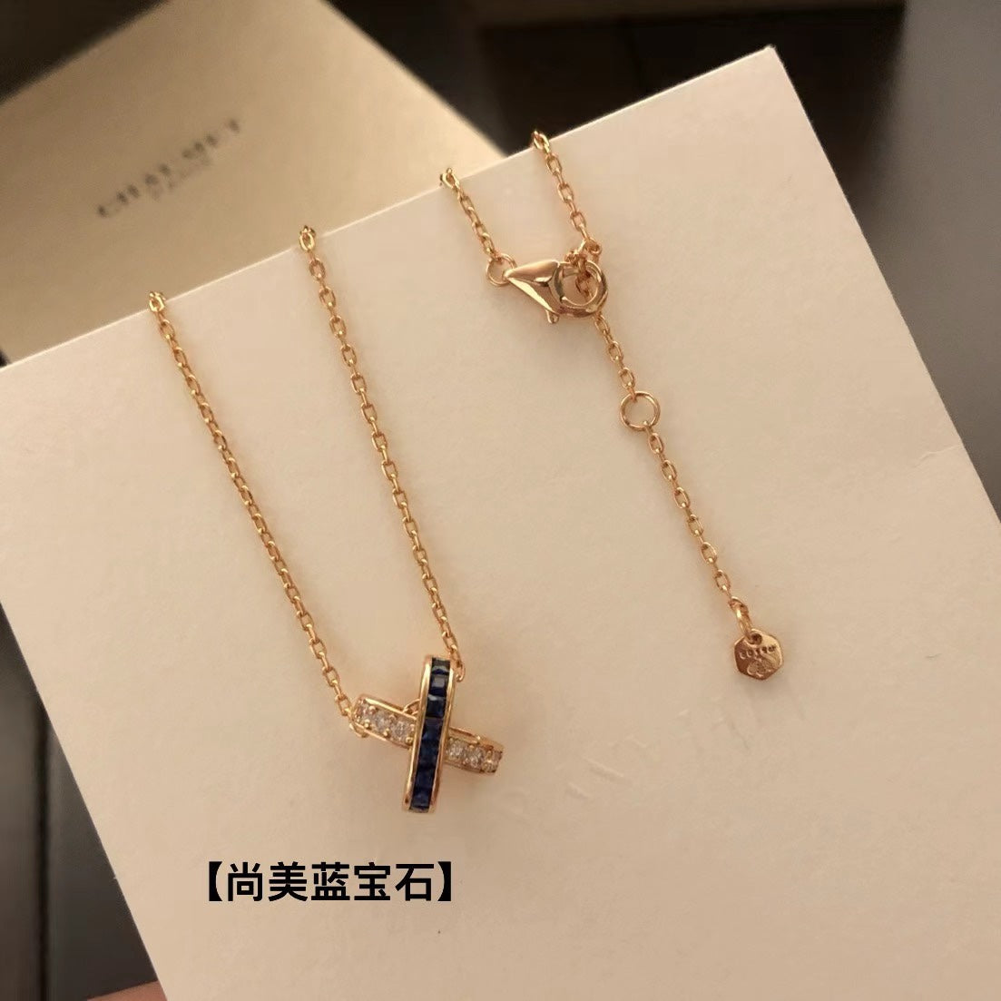 rose gold 18k gold plate rose Necklace for women - alternate angle view 2