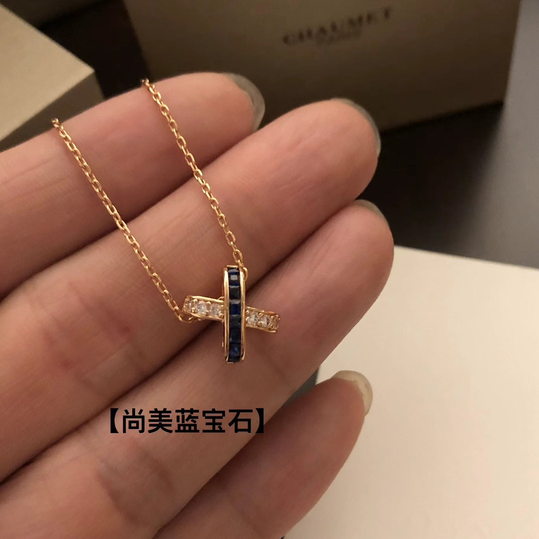 rose gold 18k gold plate rose Necklace for women - alternate angle view 4