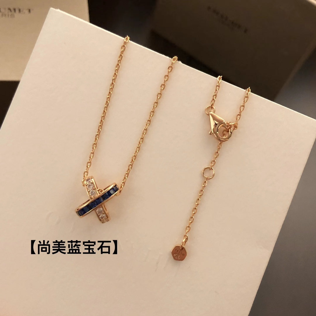 rose gold 18k gold plate rose Necklace for women - alternate angle view 3