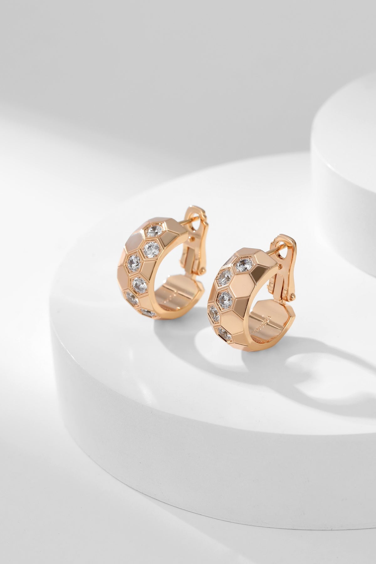 gold crystal crystal inlaid Drop Earrings for women - alternate angle view 2