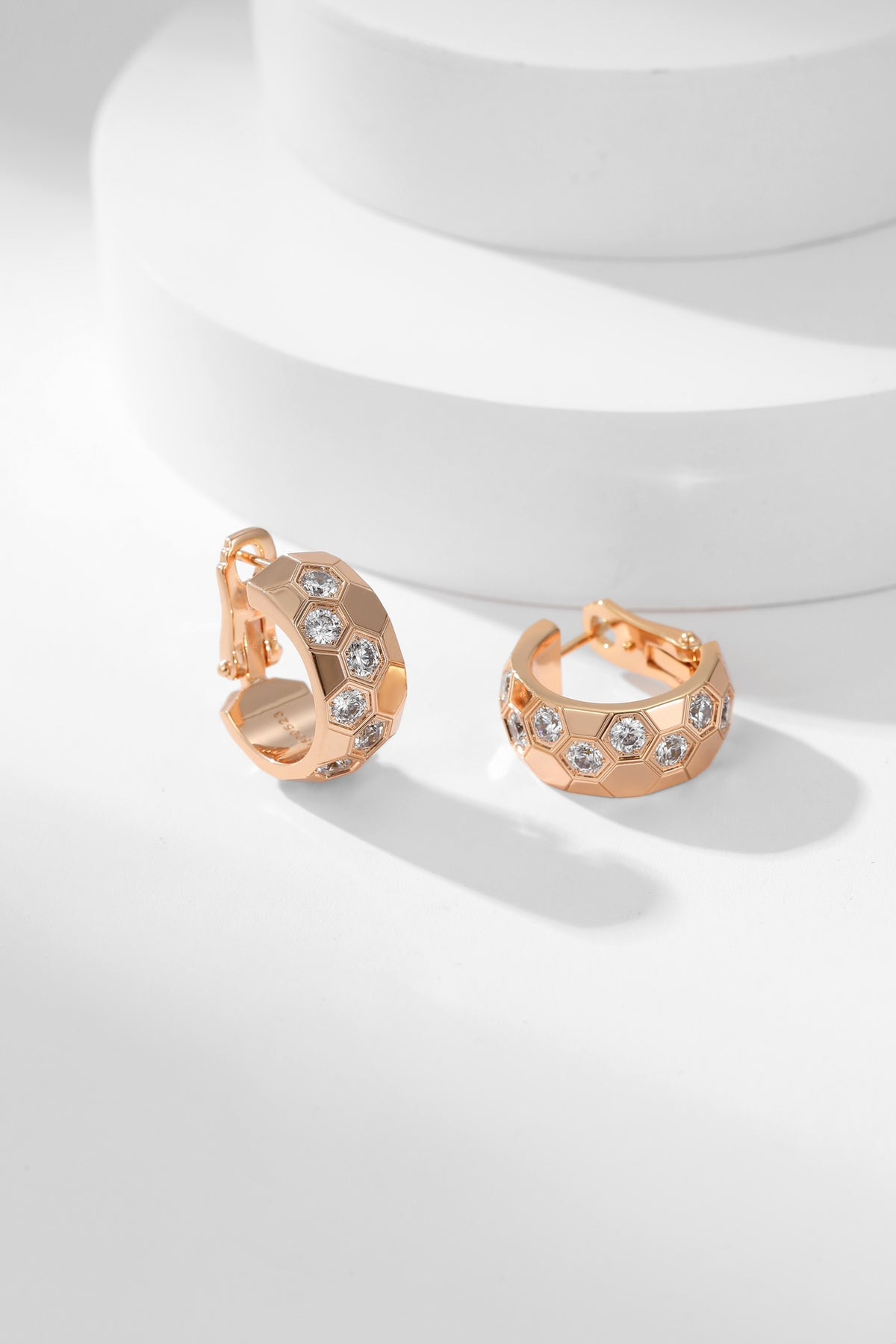 gold crystal crystal inlaid Drop Earrings for women - alternate angle view 5