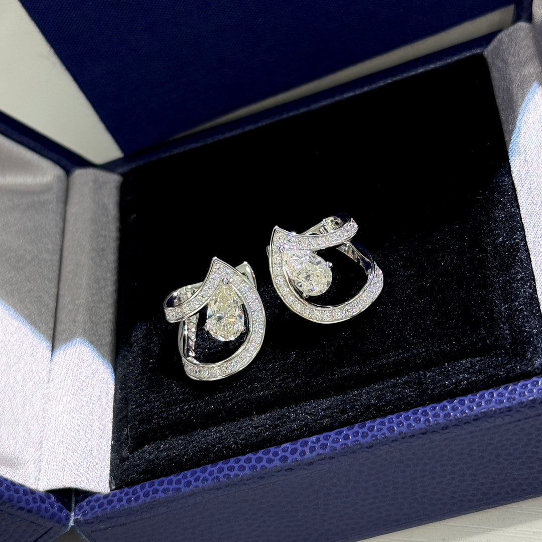gold 925 sterling silver inlaid Drop Earrings for women - product detail view