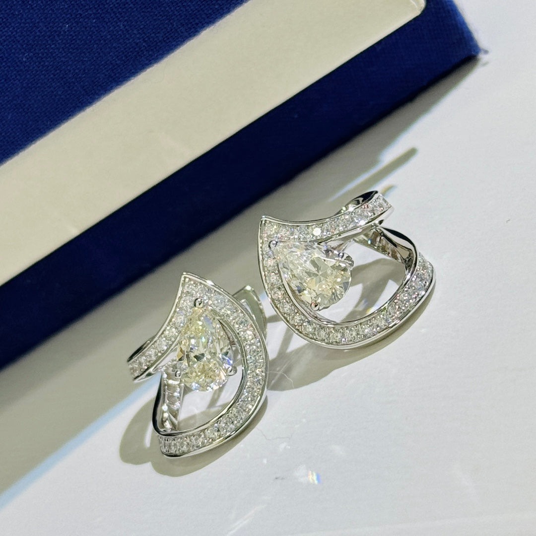 gold 925 sterling silver inlaid Drop Earrings for women - alternate angle view 4
