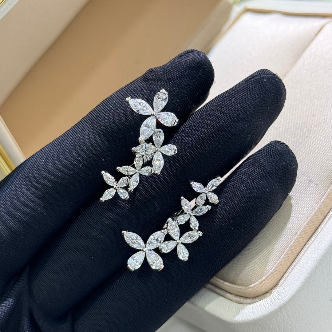 gold crystal butterfly Stud Earrings for women - alternate angle view 9