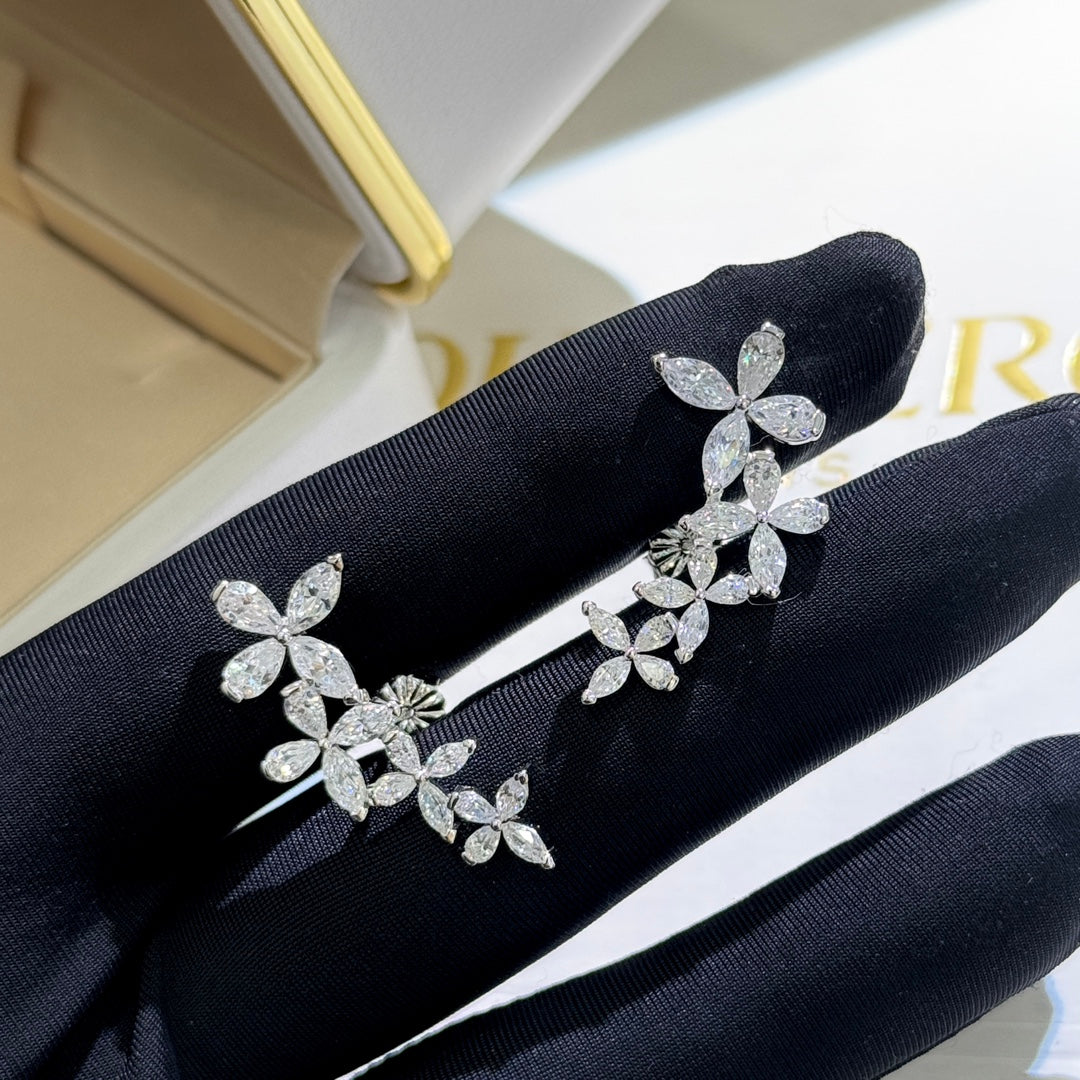 gold crystal butterfly Stud Earrings for women - alternate angle view 4