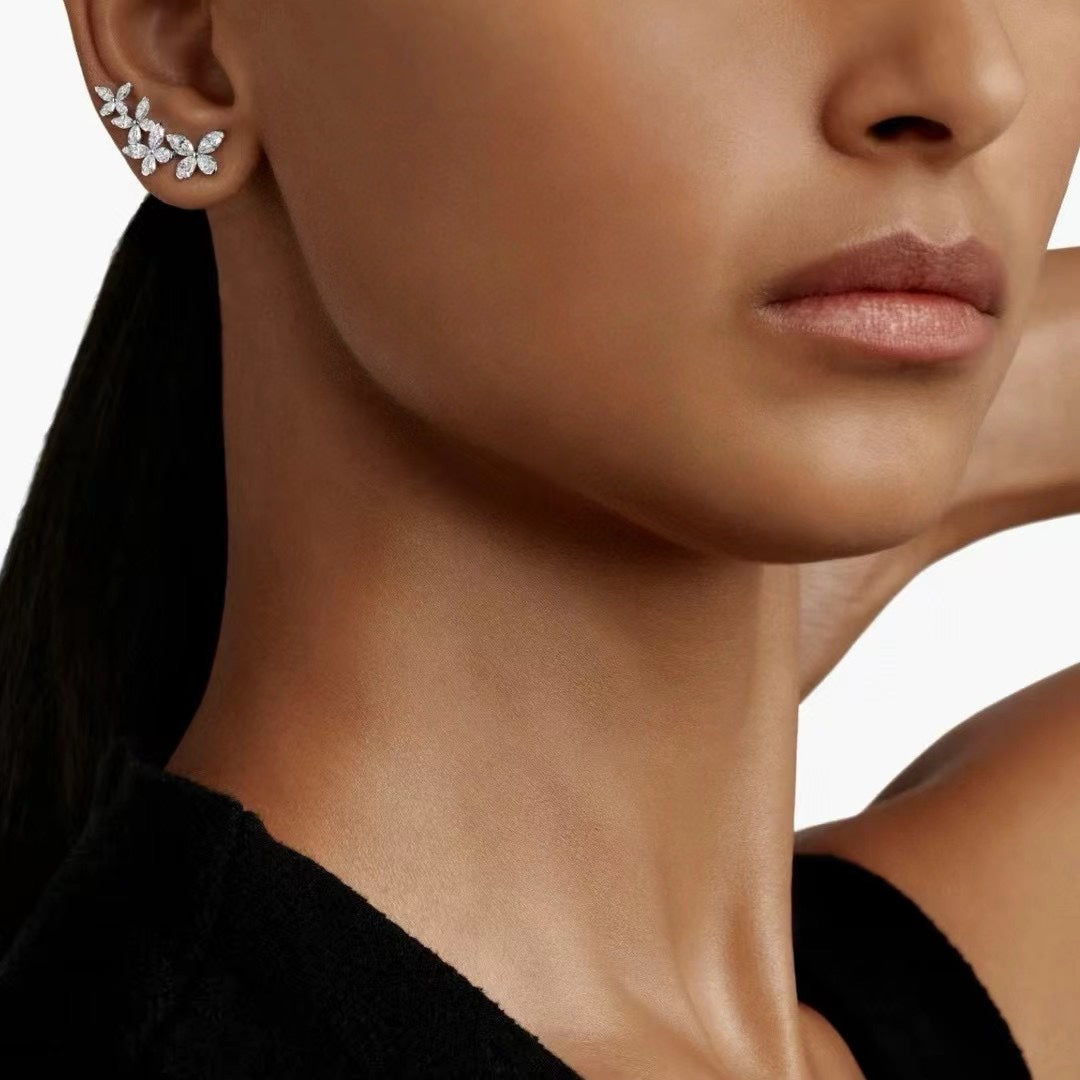 gold crystal butterfly Stud Earrings for women - alternate angle view 8