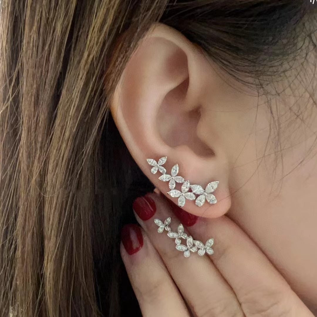 gold crystal butterfly Stud Earrings for women - alternate angle view 5