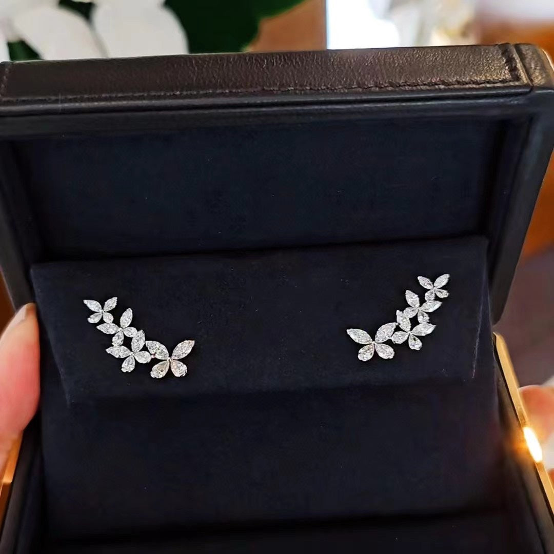 gold crystal butterfly Stud Earrings for women - alternate angle view 3