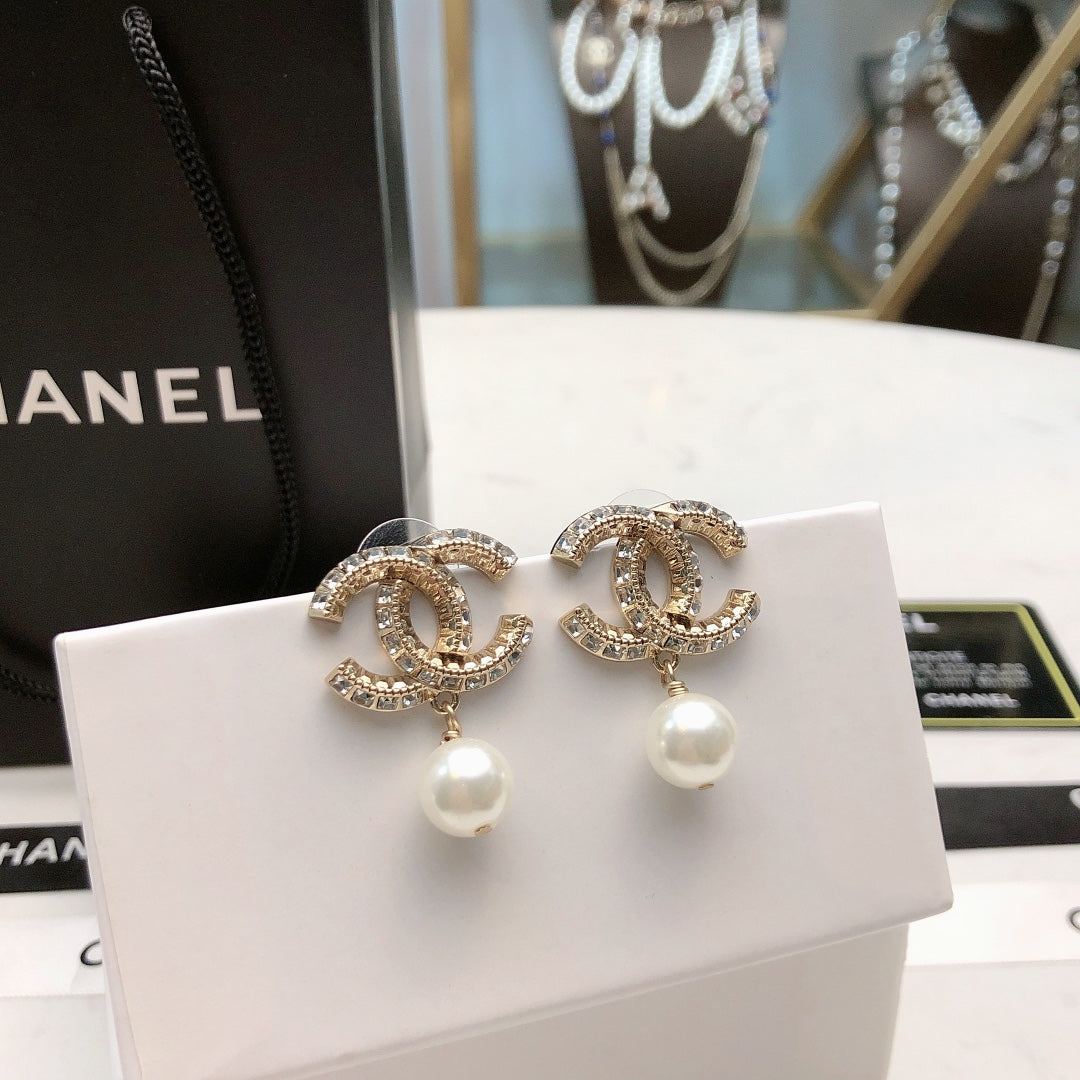 yellow brass Stud Earrings for women - product detail view