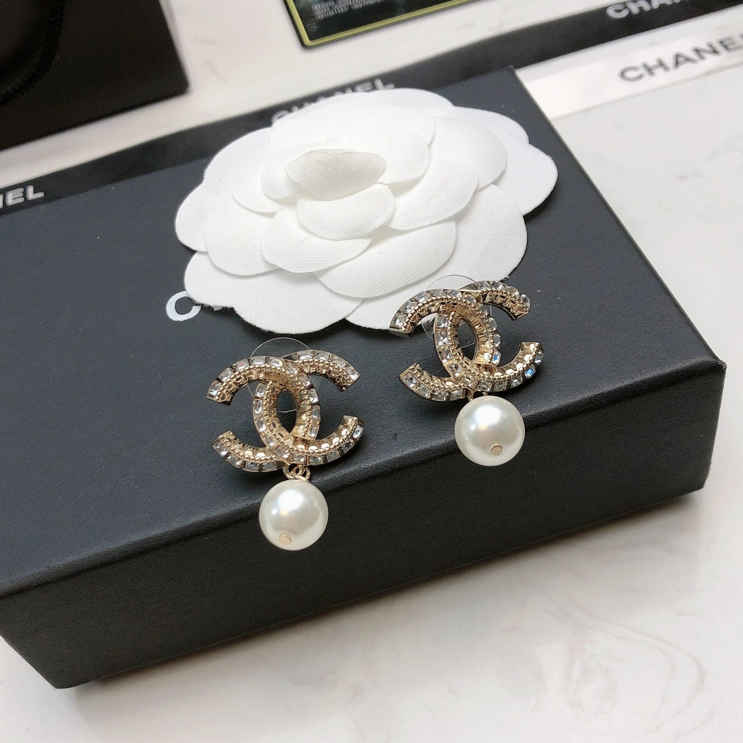 yellow brass Stud Earrings for women - alternate angle view 3