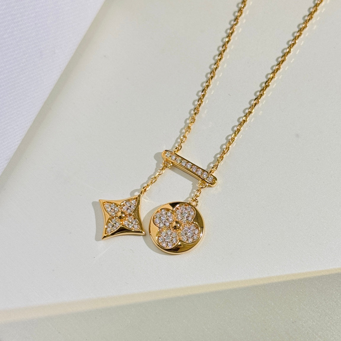 rose gold 18k gold plate clover Necklace for women - alternate angle view 3