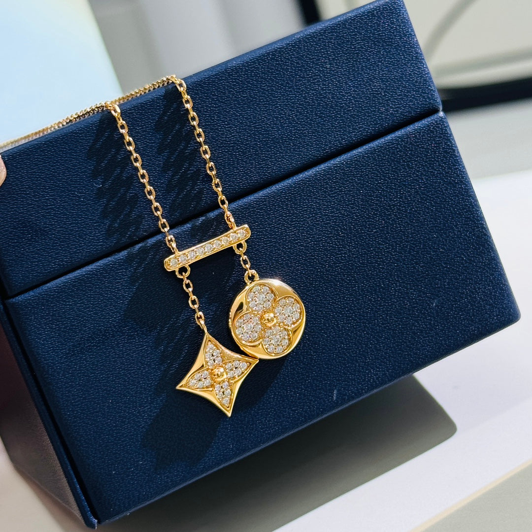 rose gold 18k gold plate clover Necklace for women - alternate angle view 4