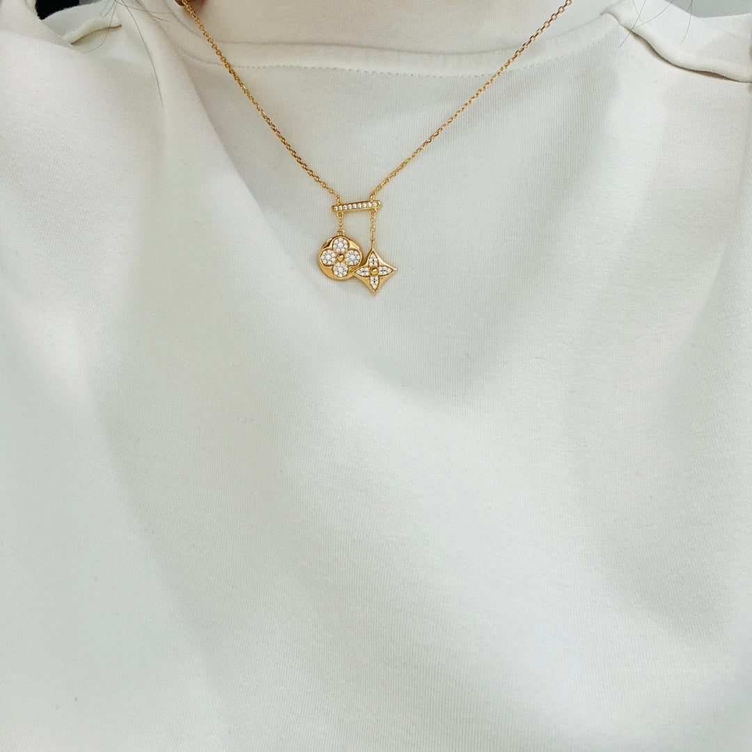 rose gold 18k gold plate clover Necklace for women - alternate angle view 2